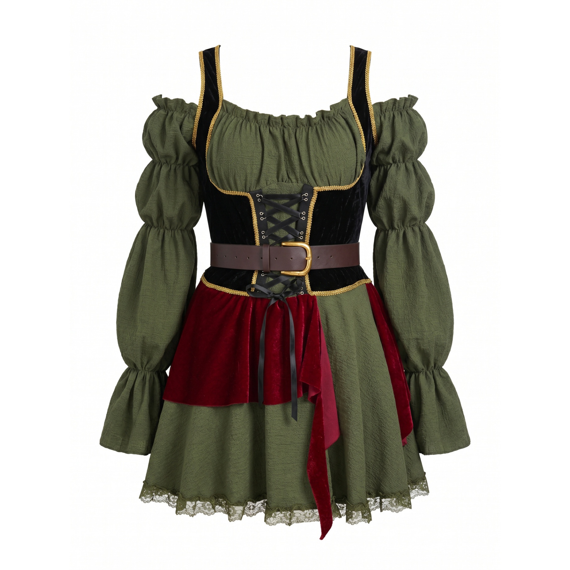 Women Vintage Pirate Dress Halloween Cosplay Costume Medieval Renaissance Outfit